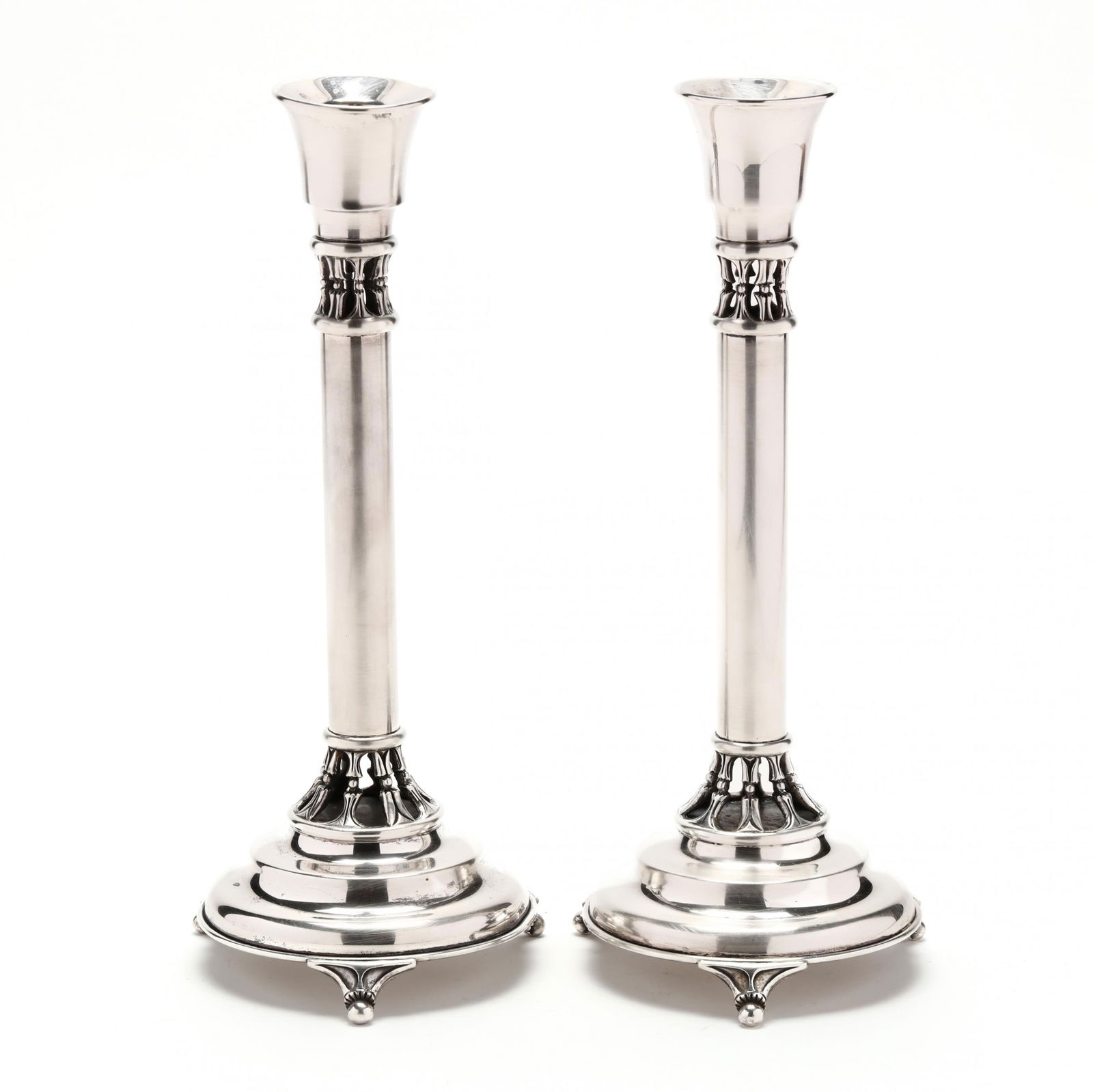 A Pair of Judaica Sterling Silver Shabbat Candlesticks (1 of 4)