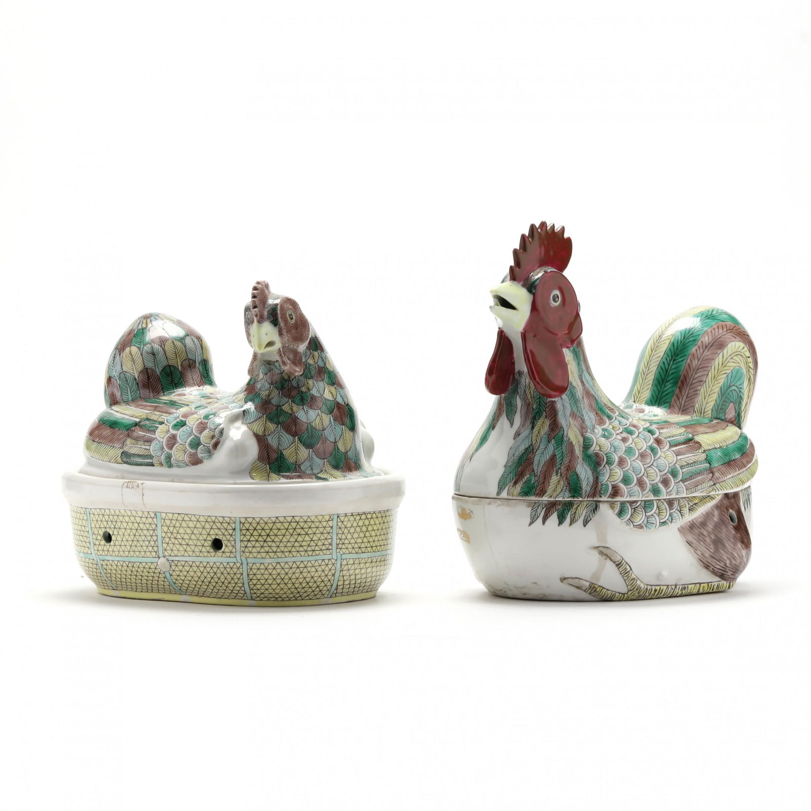 Two Chinese Export Porcelain Chicken Tureens Auction
