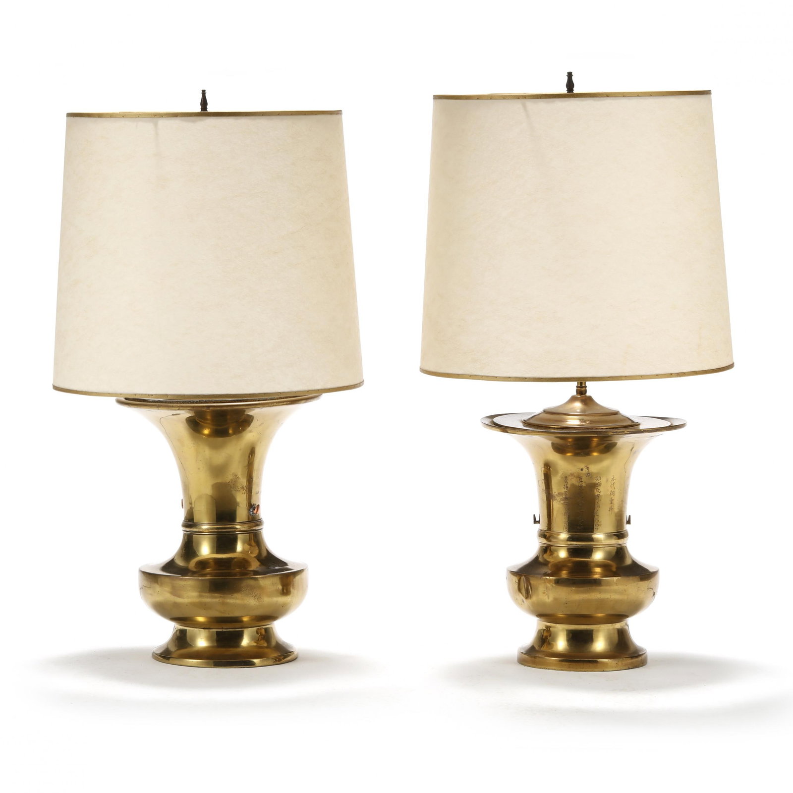 A Pair of Antique Chinese Brass Urn Table Lamps (1 of 9)