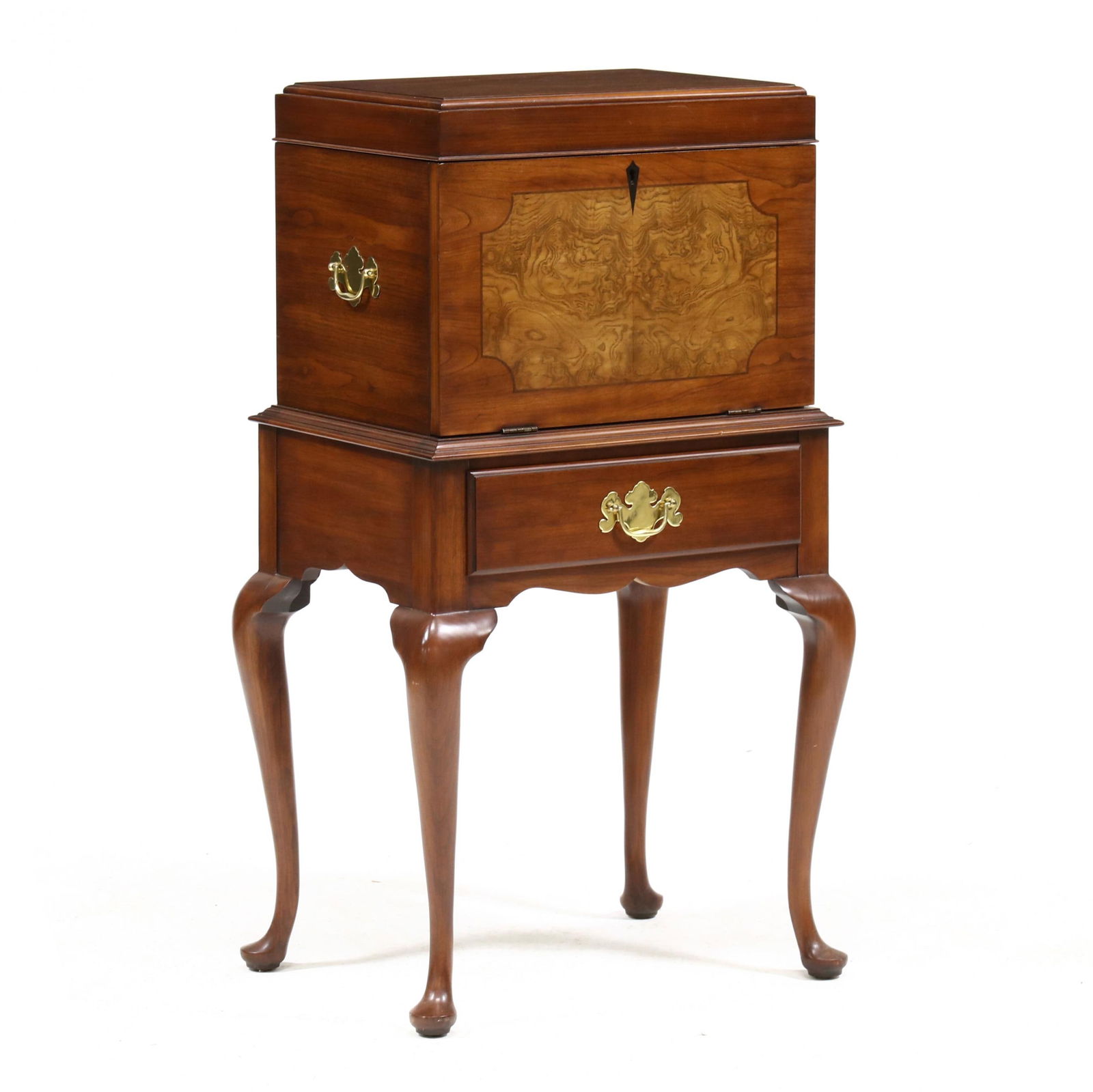 Henkel Harris, Queen Anne Style Inlaid Black Cherry Silver Chest (1 of 6)