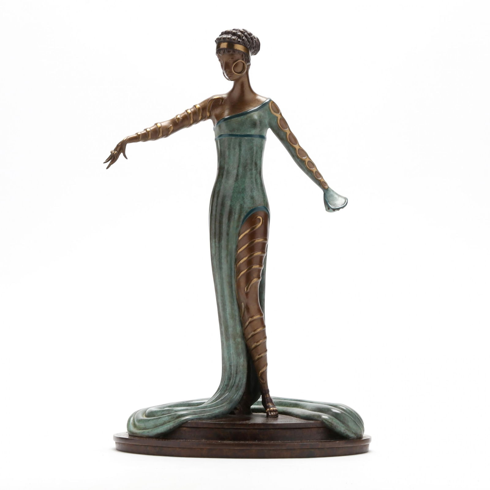 Erté (Romaine de Tirtoff) (Russian, 1892-1990), La Merveilleuse: ErtÃ© (Romaine de Tirtoff) (Russian, 1892-1990), La Merveilleusepatinated and cold painted bronze, artist signed and numbered edition 57 of 250, published by Fine Art Acquistions, with FA foundry ci