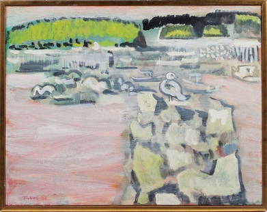Richard Tucker (ME, 1903-1979), Shorebirds: Richard Tucker (ME, 1903-1979), Shorebirdsacrylic on canvas, signed and dated at lower left "Tucker '69," presented in the likely original gilt frame.DOA 27 5/8 x 35 in.The Estate of Georgia Carroll K
