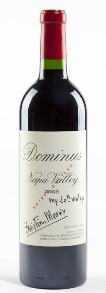 Dominus: Dominus "The 2003 Dominus has turned out even better than I thought from barrel. There are 4,800 cases of this 88% Cabernet Sauvignon, 7% Cabernet Franc, and 5% Petit Verdot blend. A big, sweet nose o
