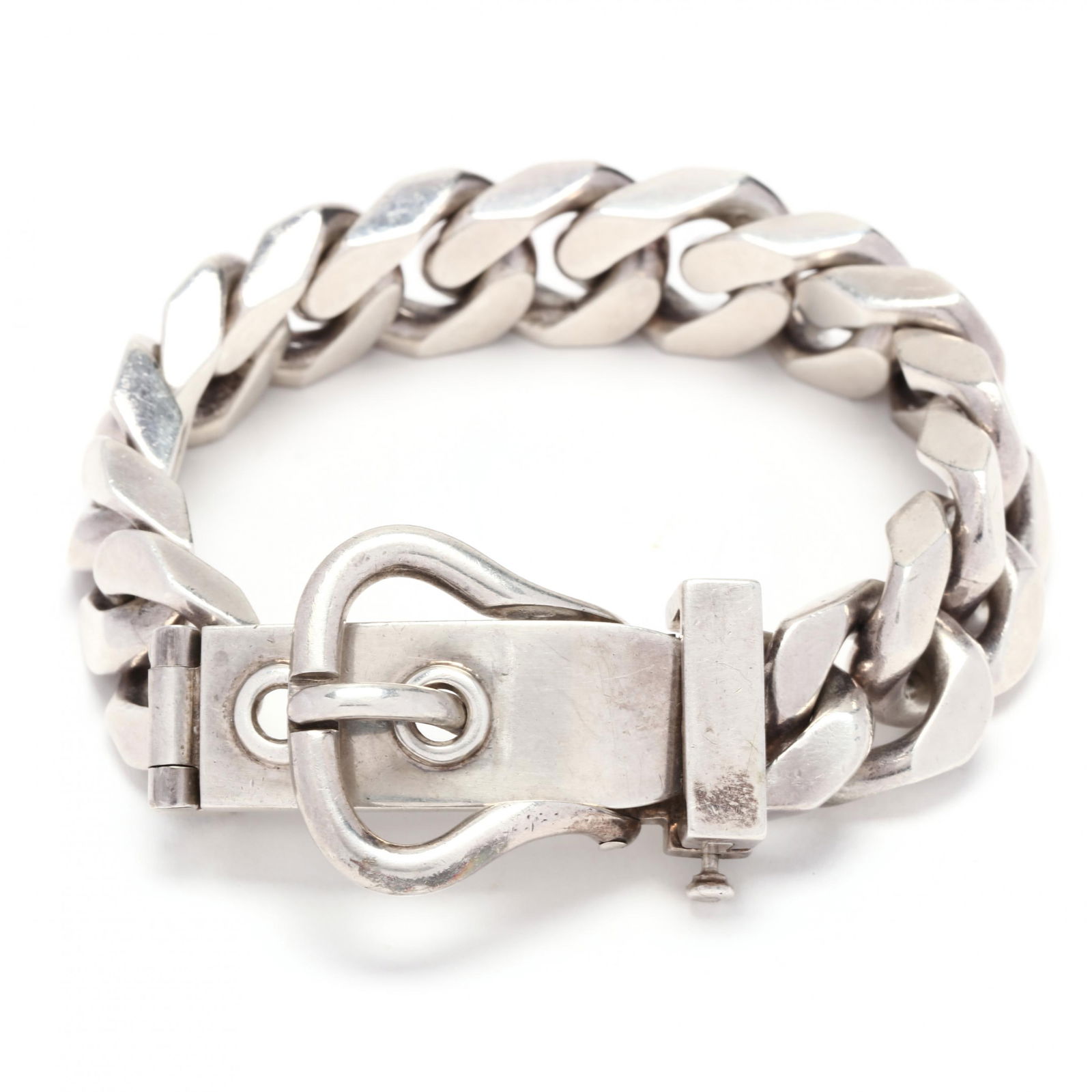 Silver Cuban Buckle Bracelet, Hermes (1 of 4)