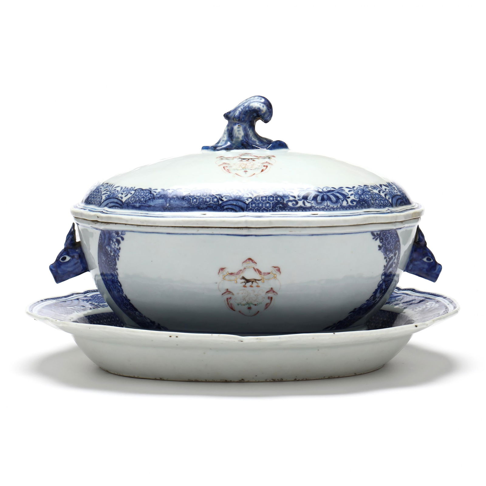A Chinese Export Porcelain Armorial Covered Tureen with Underplate (1 of 14)