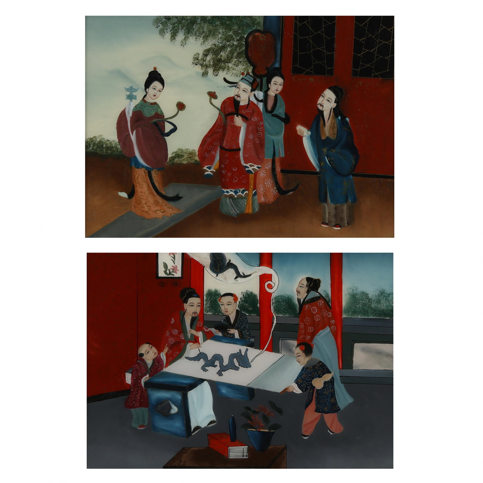 A Pair of Chinese Reverse Glass Paintings (1 of 5)