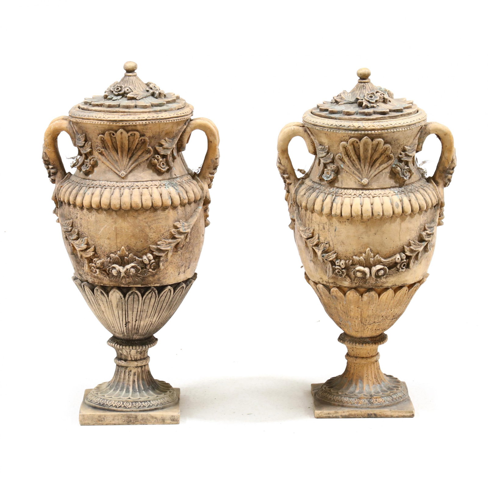 Pair of Classical Style Lidded Terracotta Urns (1 of 7)