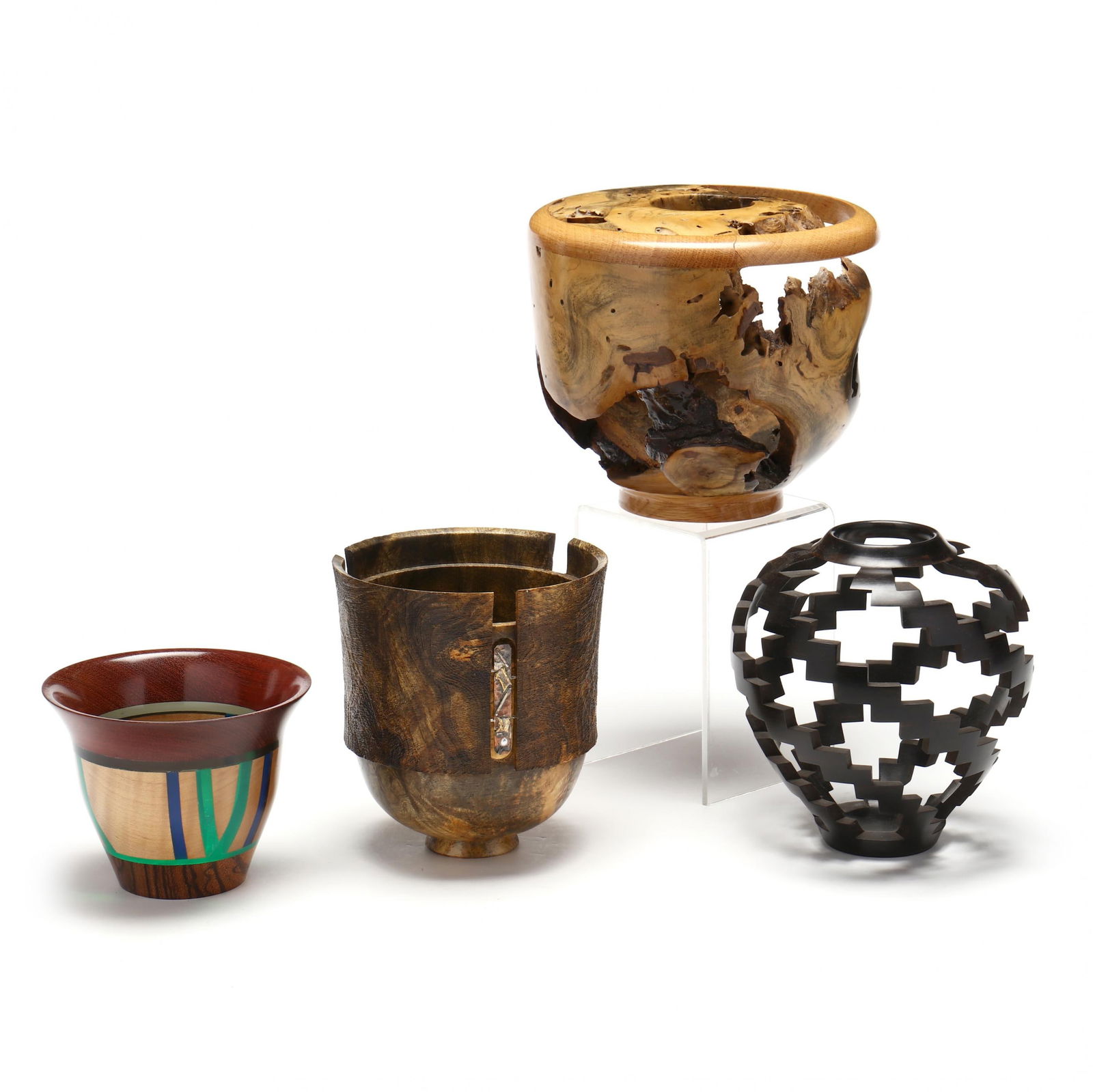 Four Artisan Turned Wood Vessels (1 of 15)