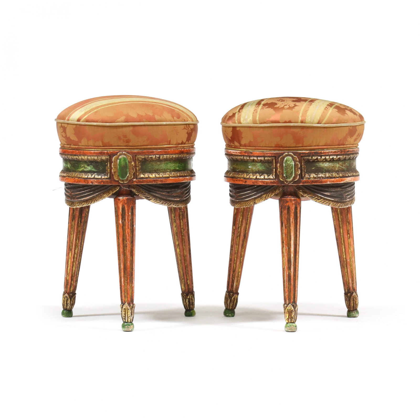 Pair of Louis XVI Style Gilt and Upholstered Stools (1 of 6)