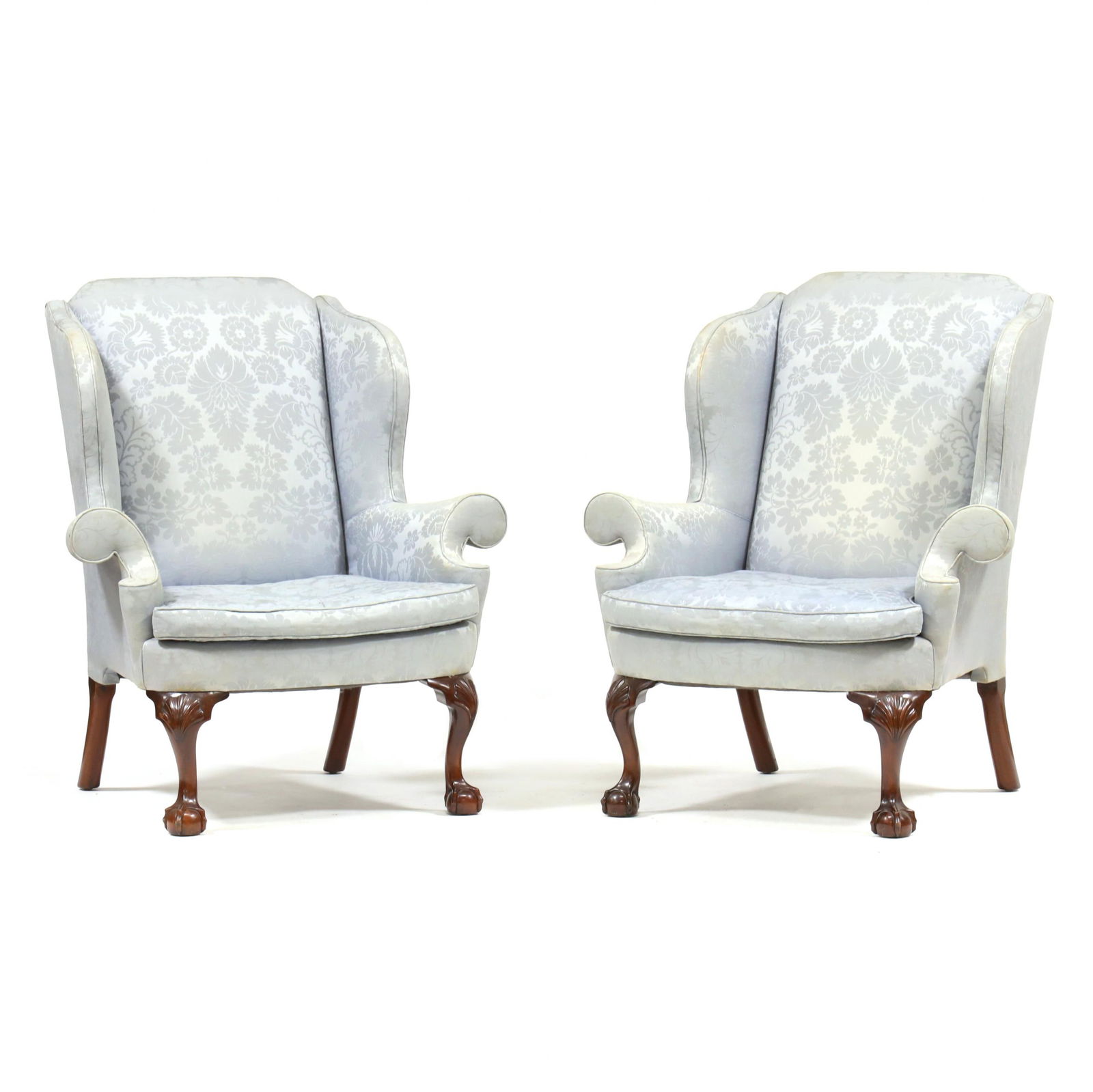 Pair of Kindel Chippendale Style Mahogany Easy Chairs (1 of 9)