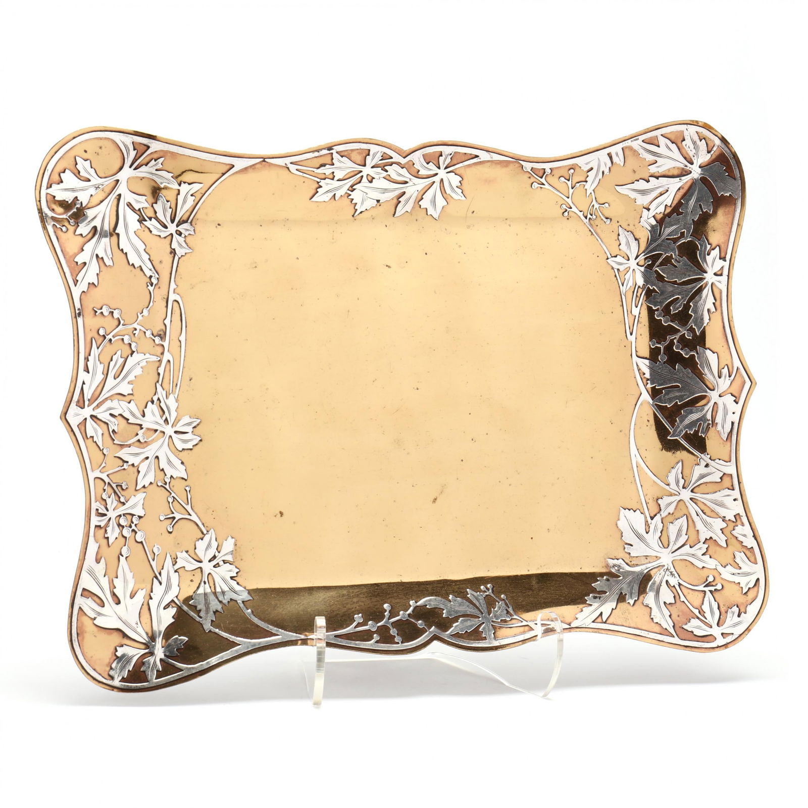 Art Nouveau Copper Tray with Sterling Silver Overlay (1 of 5)