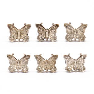 Collection of Six Tiffany & Co. Sterling Silver Butterfly Place Card Holders: Collection of Six Tiffany & Co. Sterling Silver Butterfly Place Card Holdersmid-20th century, marks stamped to underside, all without monograms. 1 x 1 1/4 in. 1.85 total troy oz. Additional high-reso