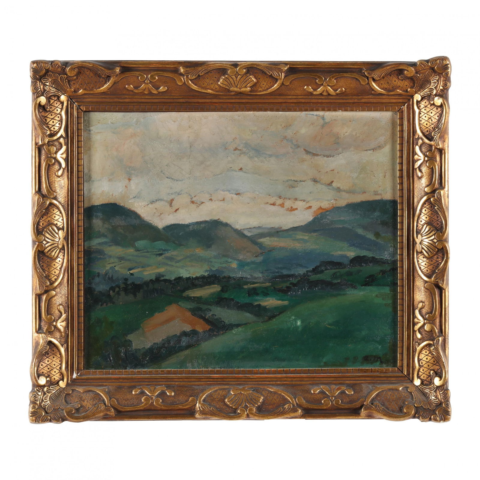 Andre Mare (France, 1885-1932), Rural Lanscape: Andre Mare (France, 1885-1932), Rural Lanscapeoil on paper laid down on canvas, circa 1920, signed with A.M monogram at lower right, retains old Paris Doi Anes Exhibitions label en verso, presented in