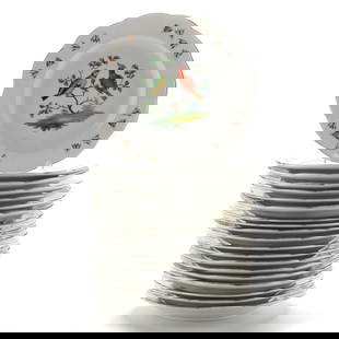 Set of (20) Meissen Bird Plates: Set of (20) Meissen Bird Platesearly 20th century, made in Germany, all with central decoration depicting two birds in a tree with several variations, woven borders with insect motifs, and scalloped g