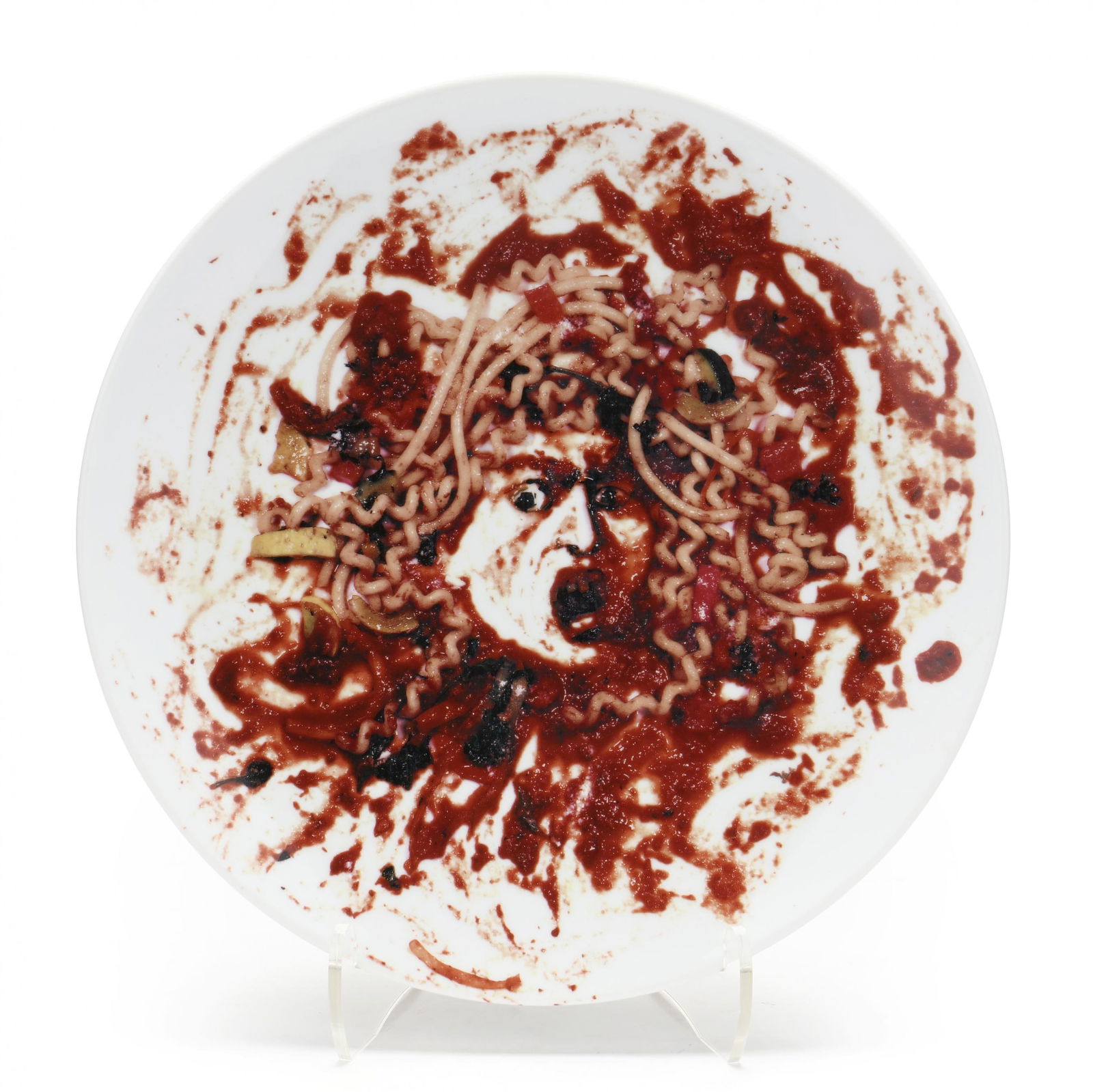 Vik Muniz (Brazilian, b. 1961), Untitled (Medusa Marinara): Vik Muniz (Brazilian, b. 1961), Untitled (Medusa Marinera)ceramic plate multiple with printed image, 1999, with printed details to verso, from the edition published by the Peter Norton Family Christma