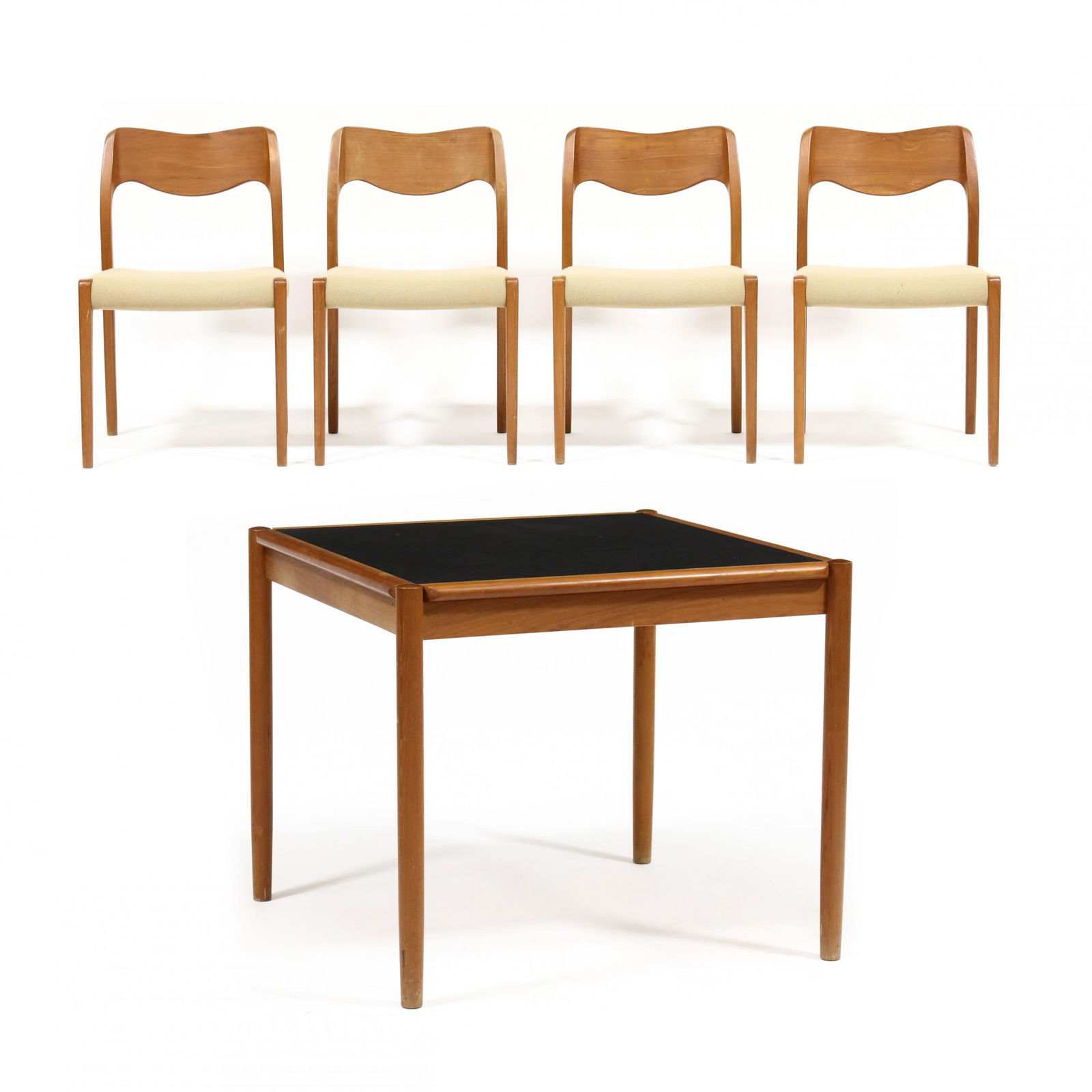 Danish Modern Teak Convertible Game Table and Four Chairs (1 of 14)