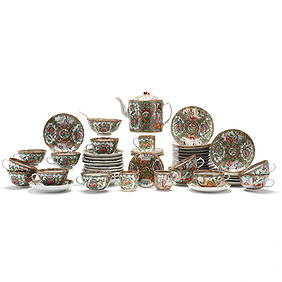 Assorted Chinese Export Rose Medallion Tea Service Items, (51) pieces (1 of 12)