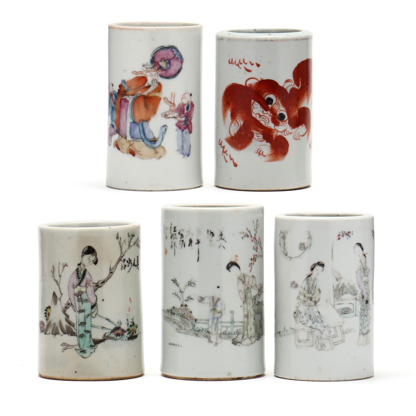 A Group of Chinese Porcelain Brush Pots with Figures (1 of 12)