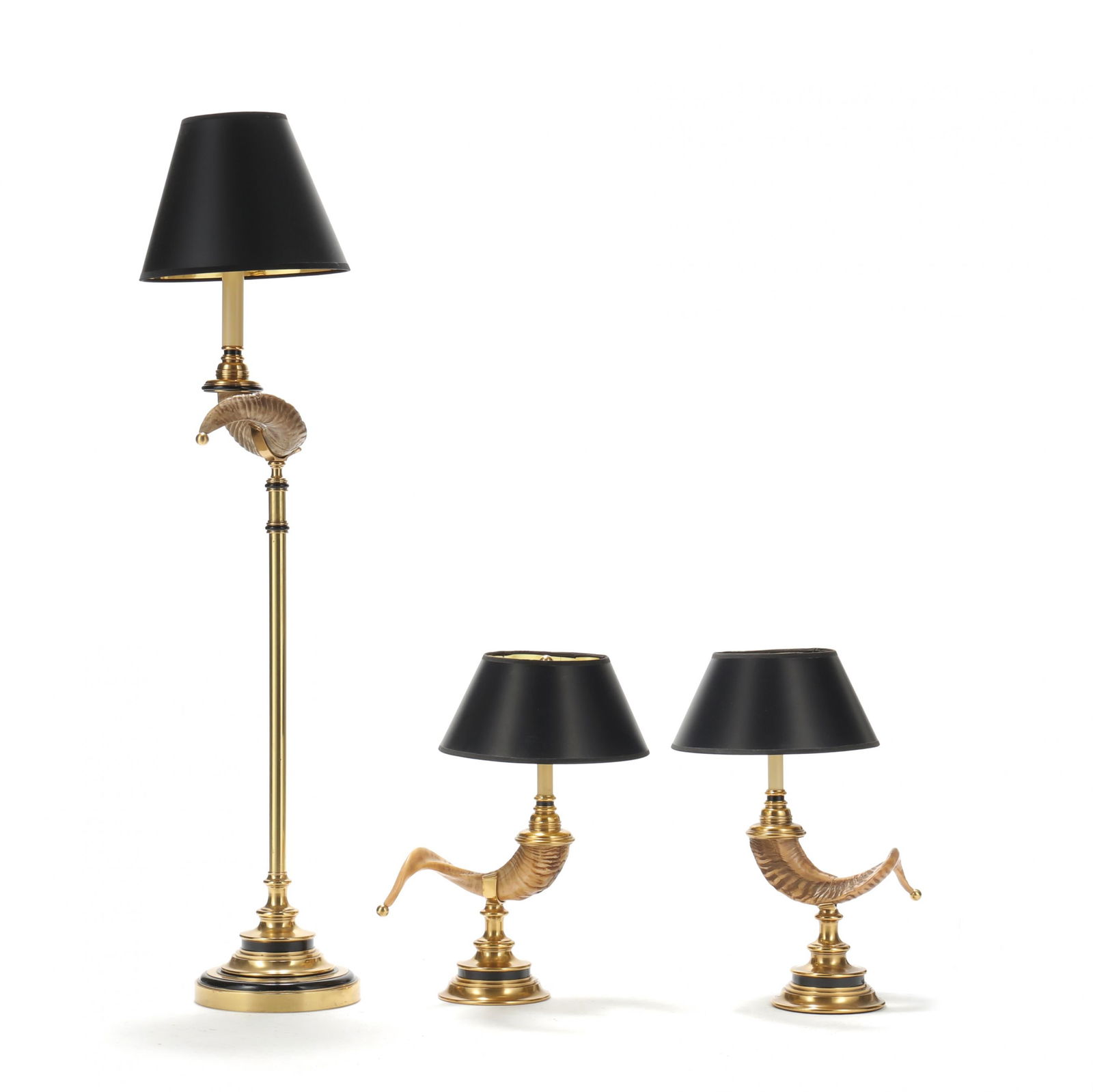 Three Vintage Chapman Ram's Horn and Brass Lamps (1 of 10)