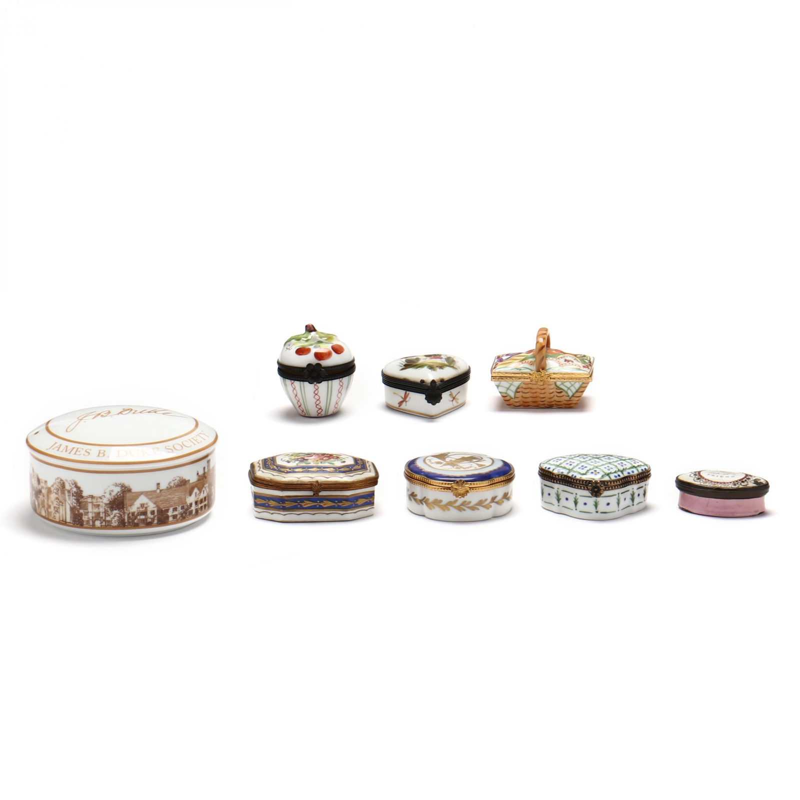 A Collection of Eight Pill Boxes, Including Limoges and Tiffany & Co. (1 of 15)