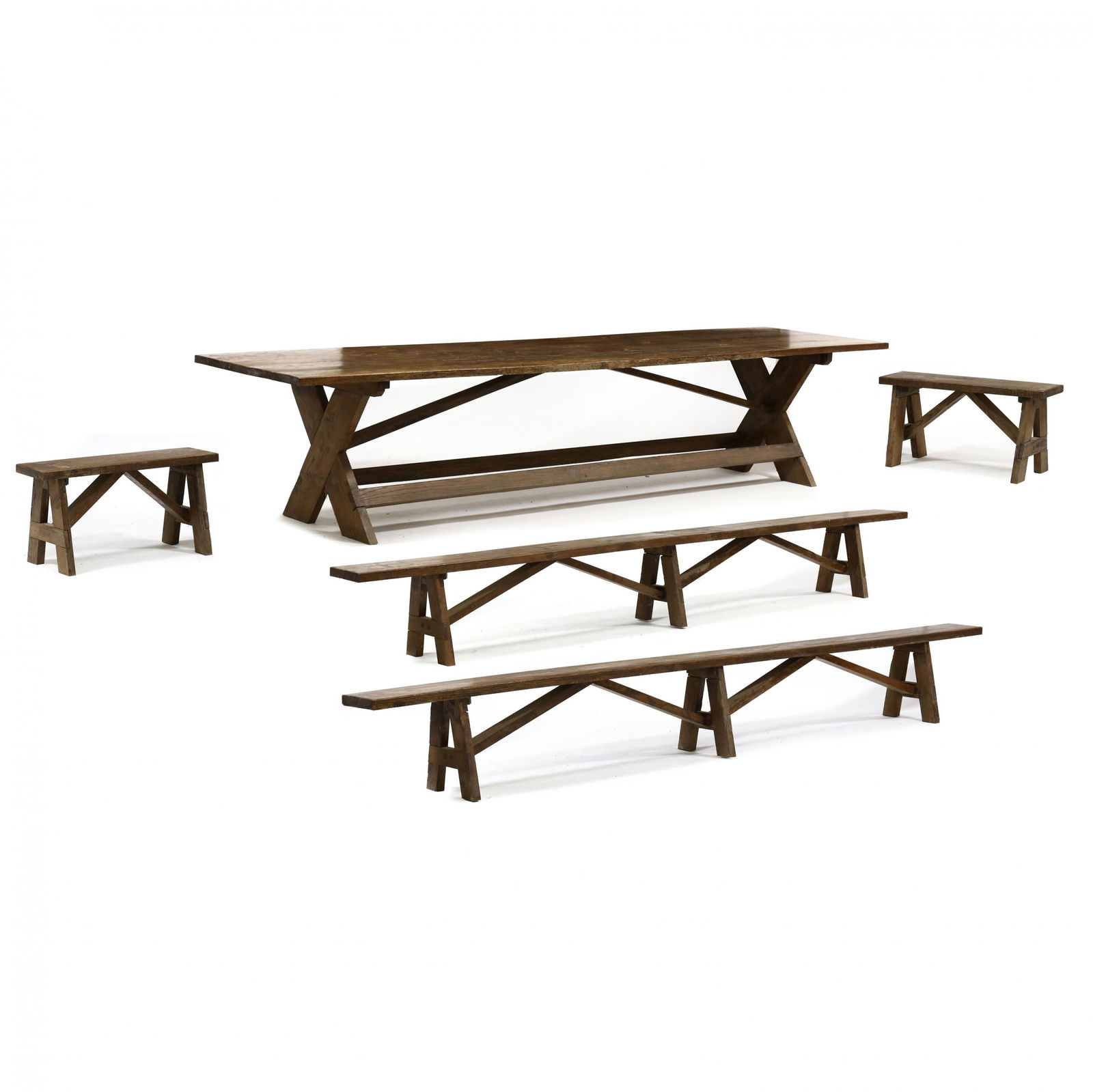 Custom Twelve-Foot Long Reclaimed Wood Farm Table and Benches (1 of 13)