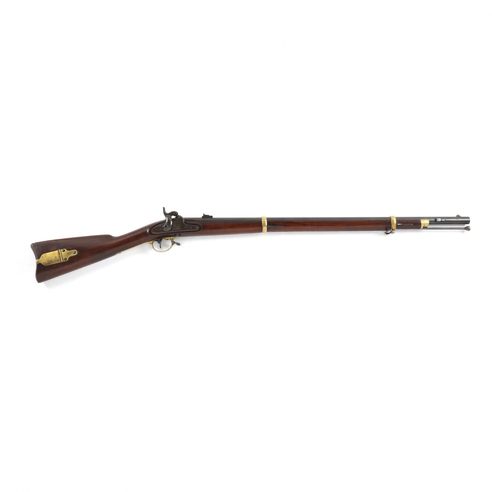 Remington 1863 "Zouave" Contract Rifle: Remington 1863 "Zouave" Contract Rifle .58 caliber, 33 in. blued round barrel with two-leaf rear sight; the breach is stamped with 1863 / eagle head, U / V/ P, H.S.L., STEEL; the polished walnut stock