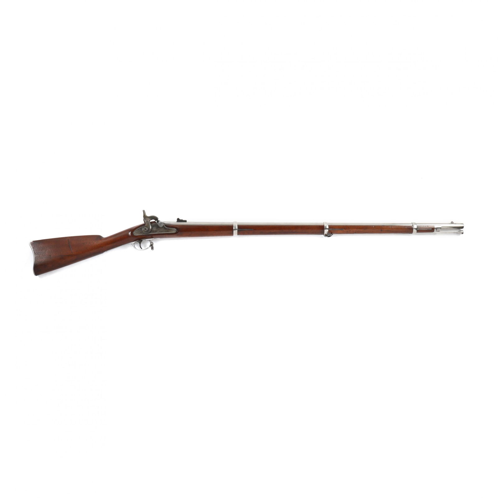 Springfield Armory Type II Model 1863 Rifle Musket: Springfield Armory Type II Model 1863 Rifle Musket.58 caliber, 40 in. round barrel with single leaf rear sight, V/P/eagle head and 1864 date at breech; walnut stock with iron mounts and tulip head ram