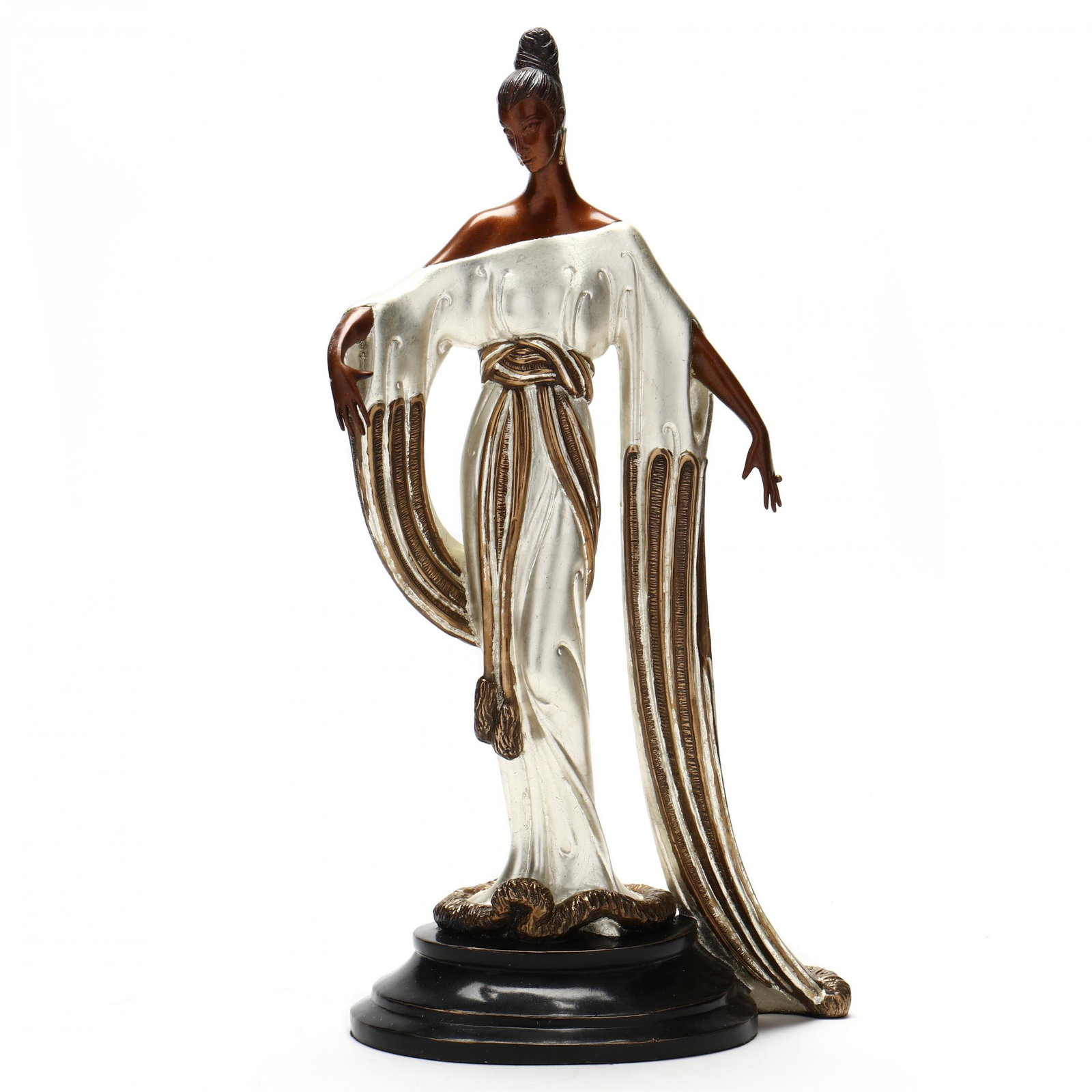 Erté (Romaine de Tirtoff) (Russian/French, 1892-1990), Negligee , 1984: ErtÃ© (Romaine de Tirtoff) (Russian/French, 1892-1990), Negligee, 1984 cold-painted and gilt bronze, signed and numbered edition 172 of 300, publisher stamp of Fine Art Acquisitions, with Joel Meisn
