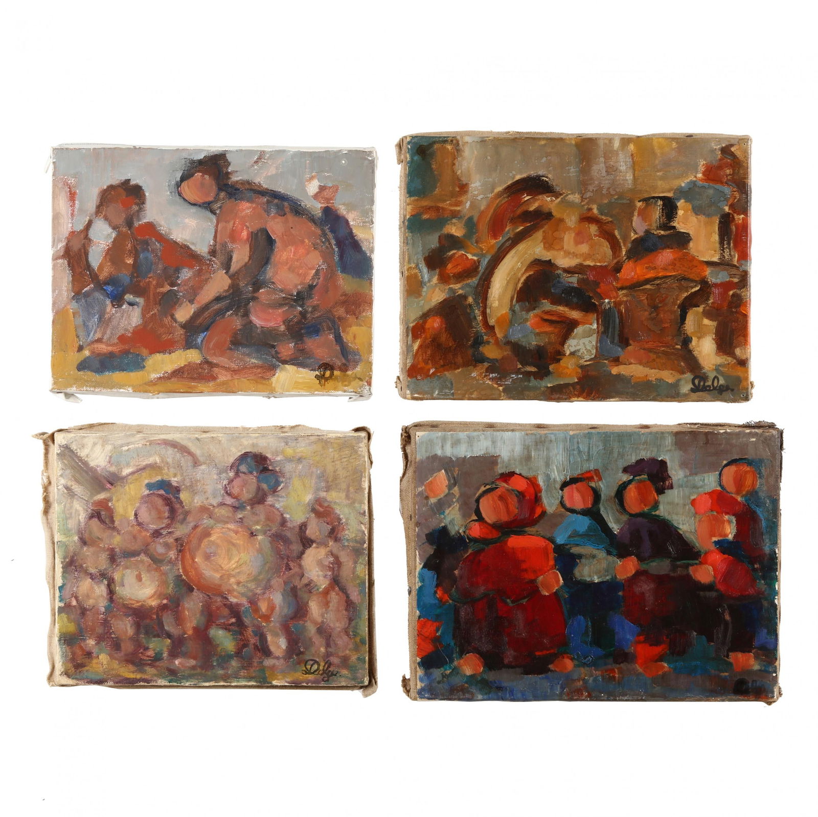 Delgo (20th Century), Abstract Figure Paintings (Four Works) (1 of 10)