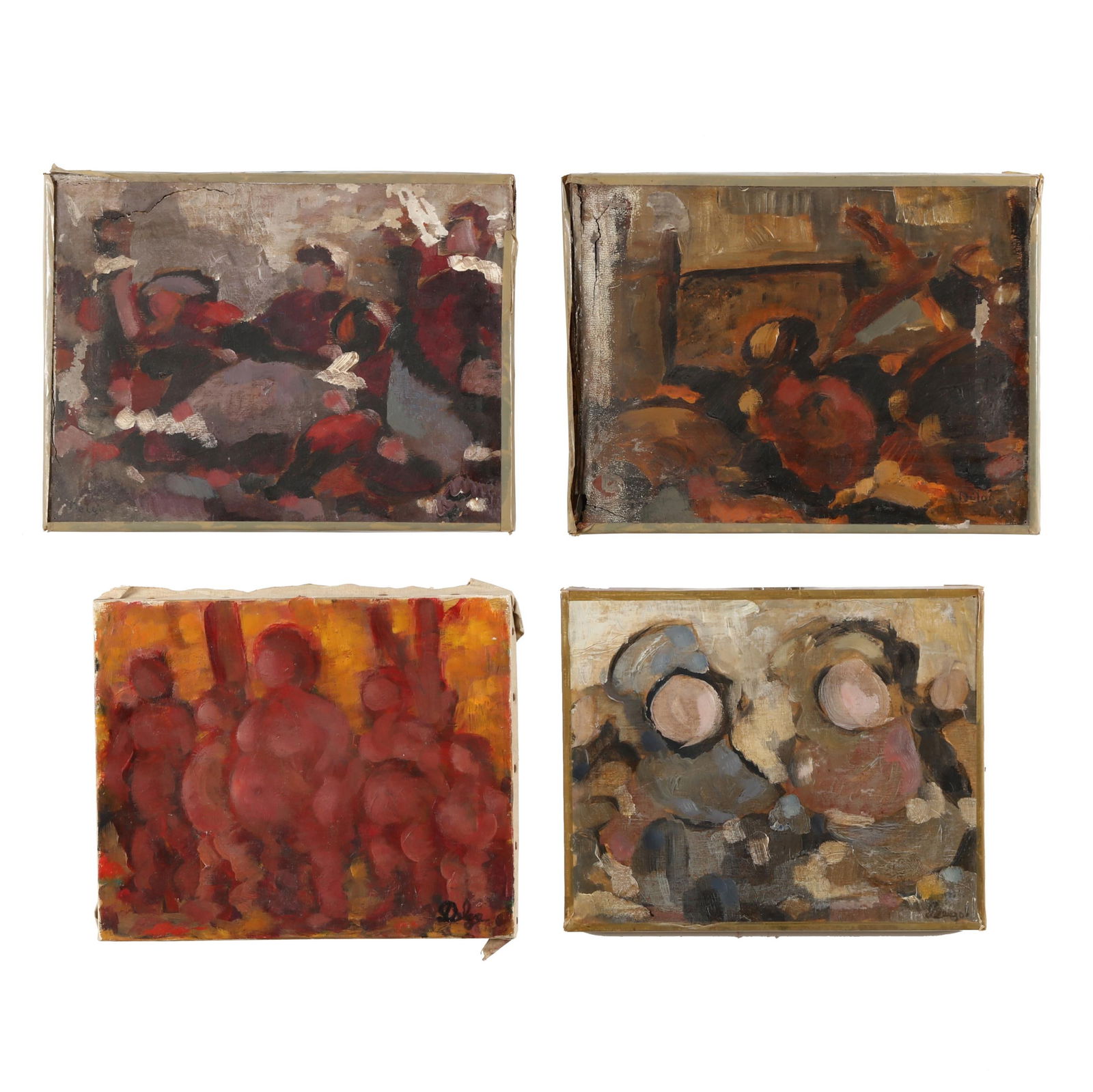 Delgo (20th Century), Abstract Figure Paintings (Four Works) (1 of 15)