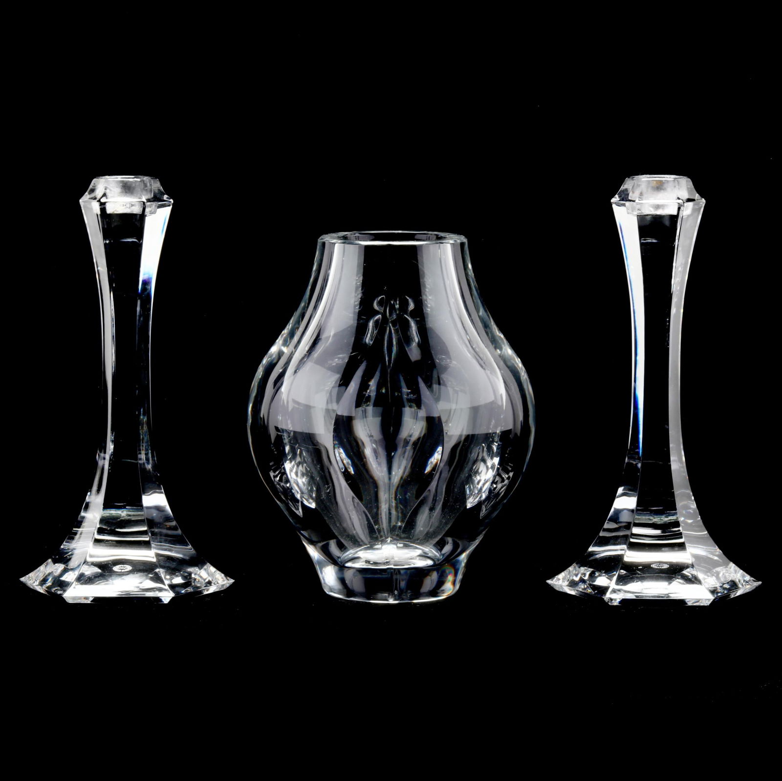 St. Louis Crystal Vase and Pair of Candlesticks (1 of 7)