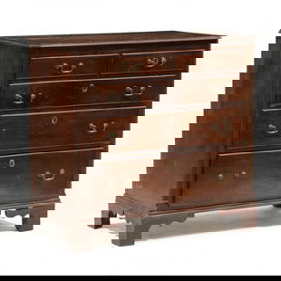 North Carolina Chippendale Walnut Chest of Drawers, James Gheen: North Carolina Chippendale Walnut Chest of Drawers, James GheenRowan County, 1795-1805, yellow pine secondary, two board rectangular top with molded edge, cut corners, two over three graduated lipped