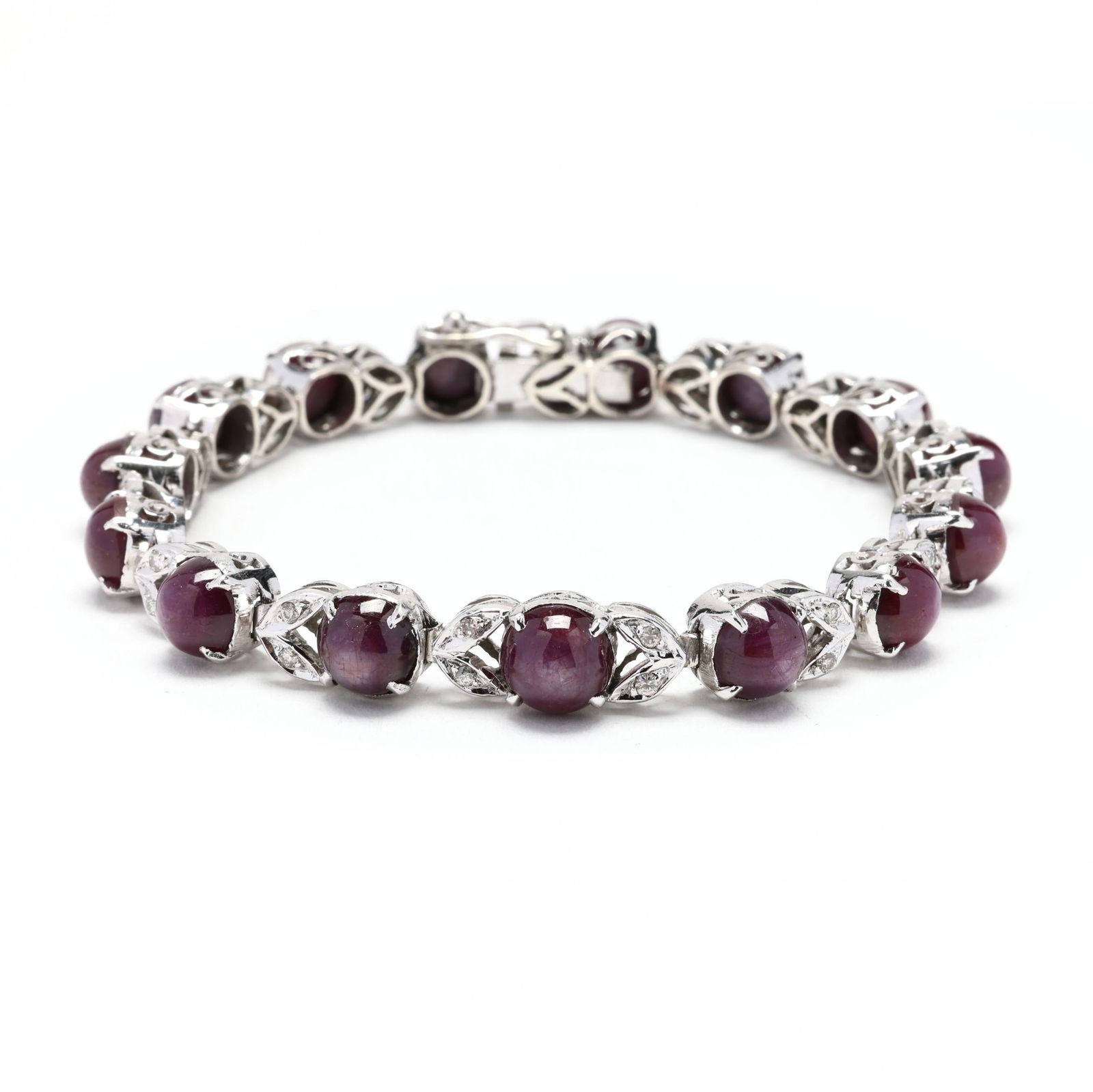 Silver, Star Ruby, and Diamond Bracelet (1 of 4)