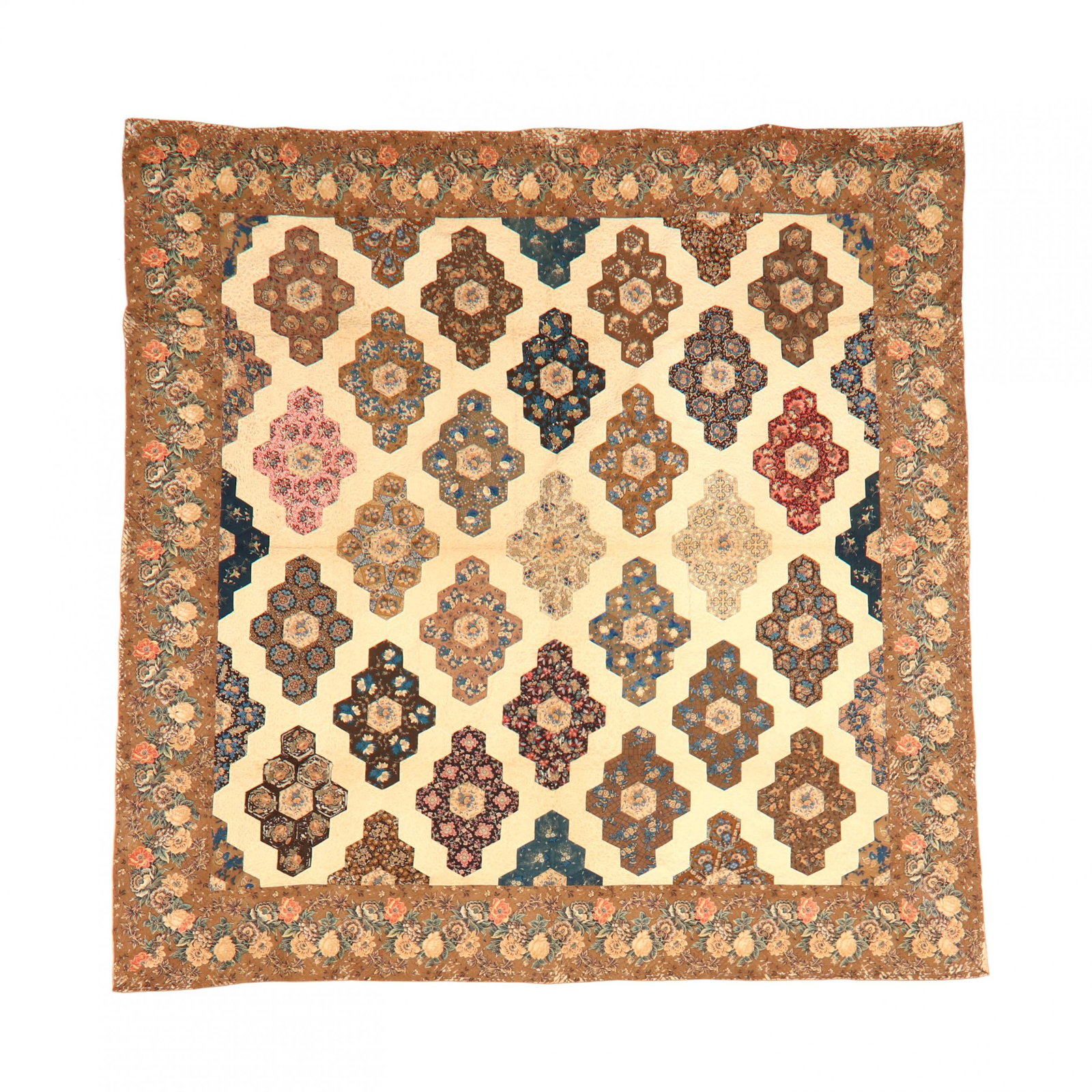 Large Vintage Hexagon Quilt (1 of 3)