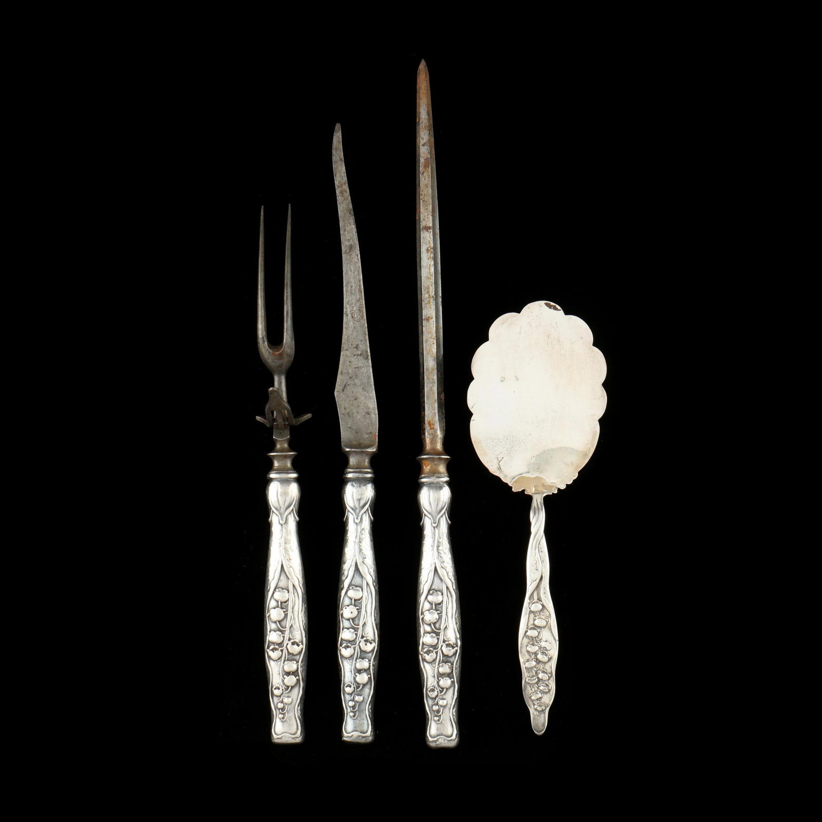 Four Whiting  Lily of the Valley  Sterling Silver Flatware Servers (1 of 3)