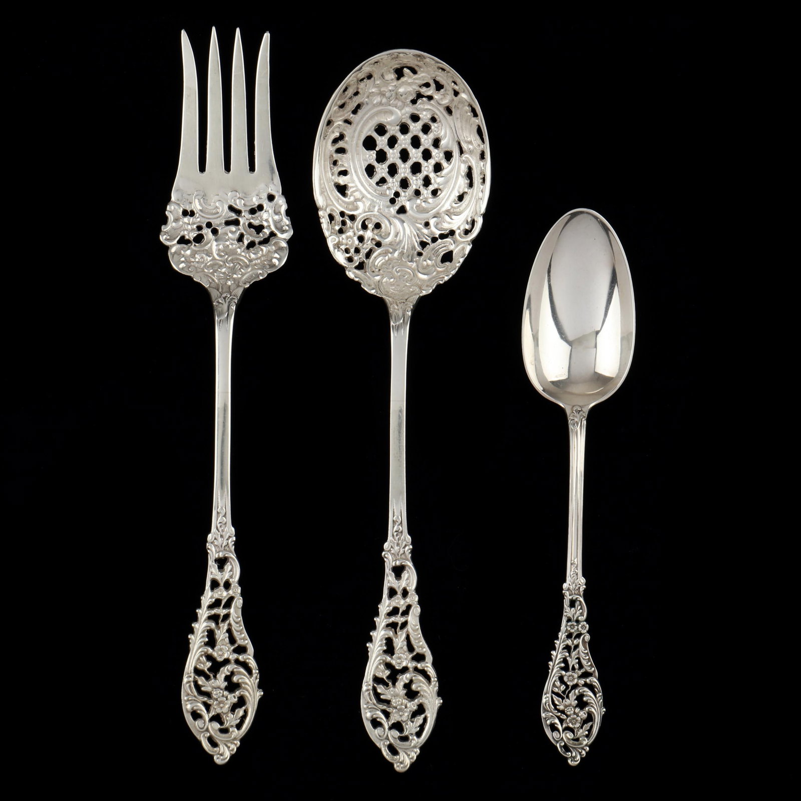 Three Ornate Sterling Silver Servers (1 of 3)