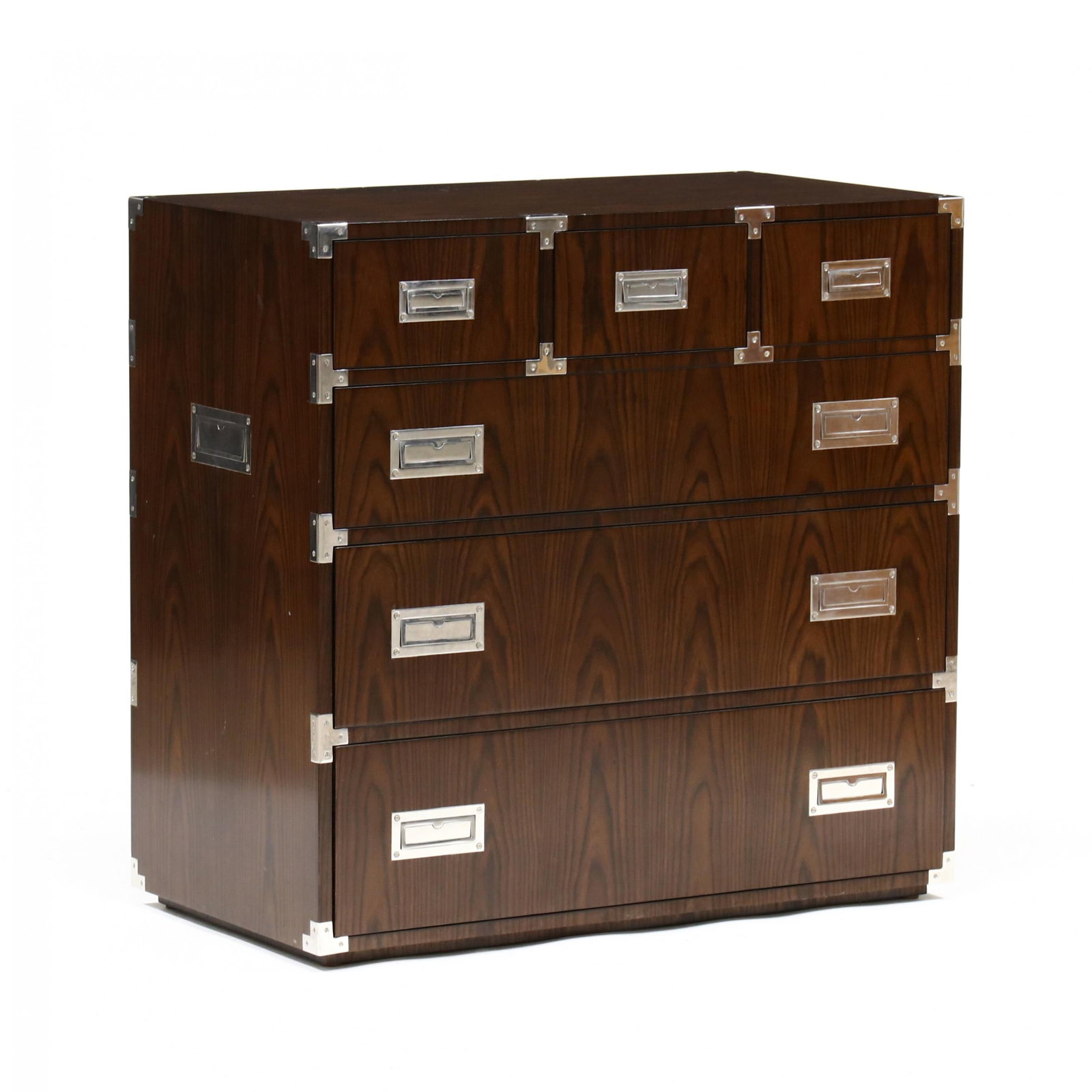 Theodore Alexander, Steel Accented Walnut Campaign Chest (1 of 5)
