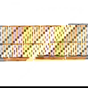 Custom Eight Panel Stained Glass Room Divider / Screen: Custom Eight Panel Stained Glass Room Divider / Screenlate 20th century, designed by architect Suzanne Musho for her I.M. Pei condo, cherry frames with pale colored and textured glass panes including