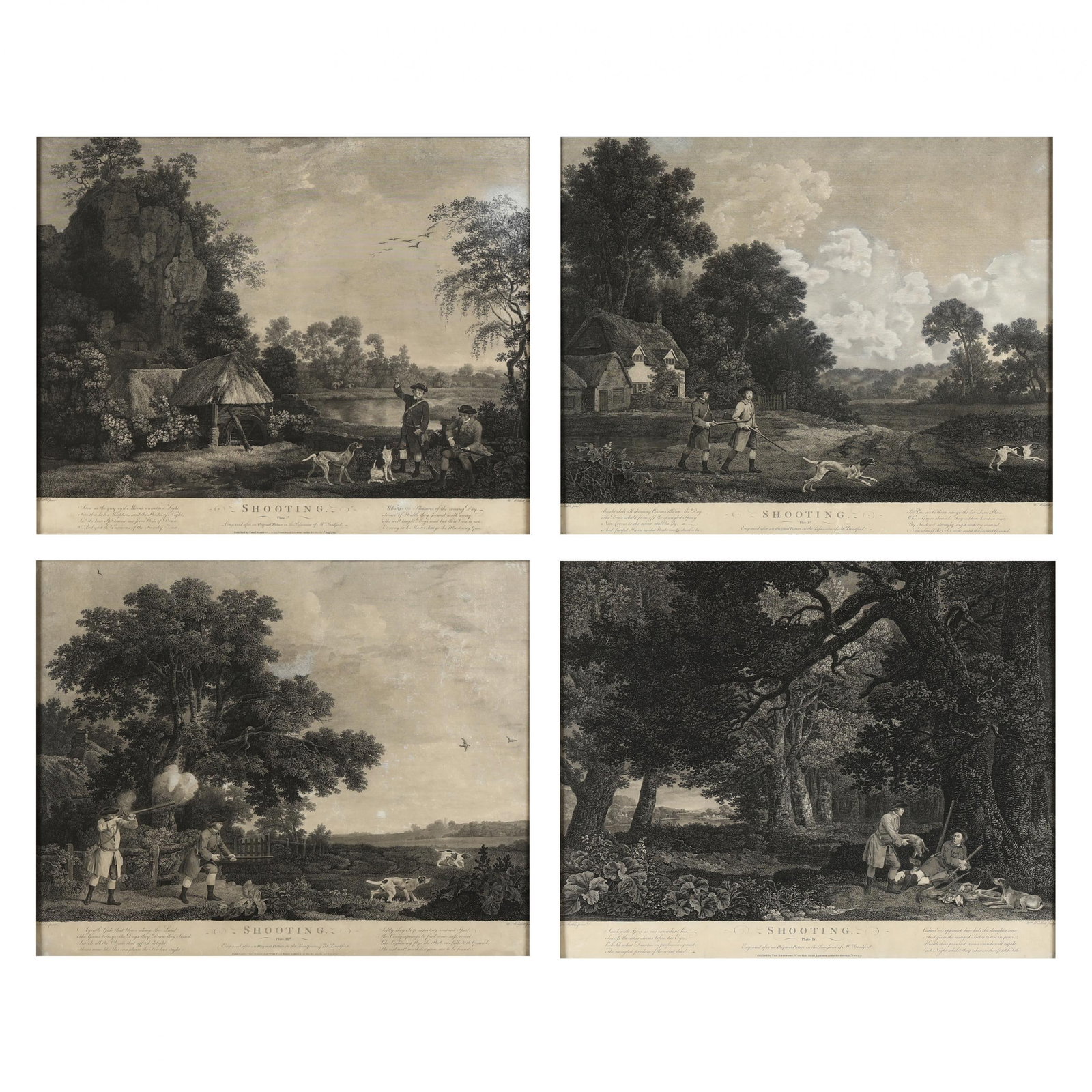 after George Stubbs (English, 1724-1806), Shooting (Four Works): after George Stubbs (English, 1724-1806), Shooting (Four Works)each an engraving on paper, published 1769-1771, engraved by William Woolet (English, 1735-1785), includes Plate I through Plate IV, publ