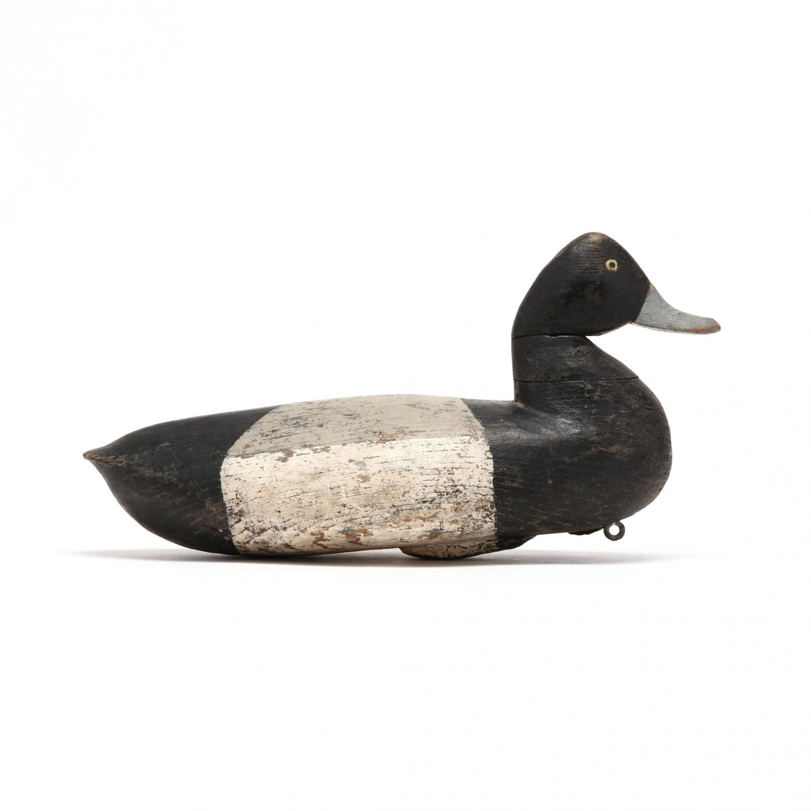 Eastern Shore Virginia, Bluebill: Eastern Shore Virginia, Bluebill Eastern Shore Virginia, circa 1920, carved and painted wood. Length 14.25 in. A long body with a distinctive ridge running down the back, maker unknown. Additional hig