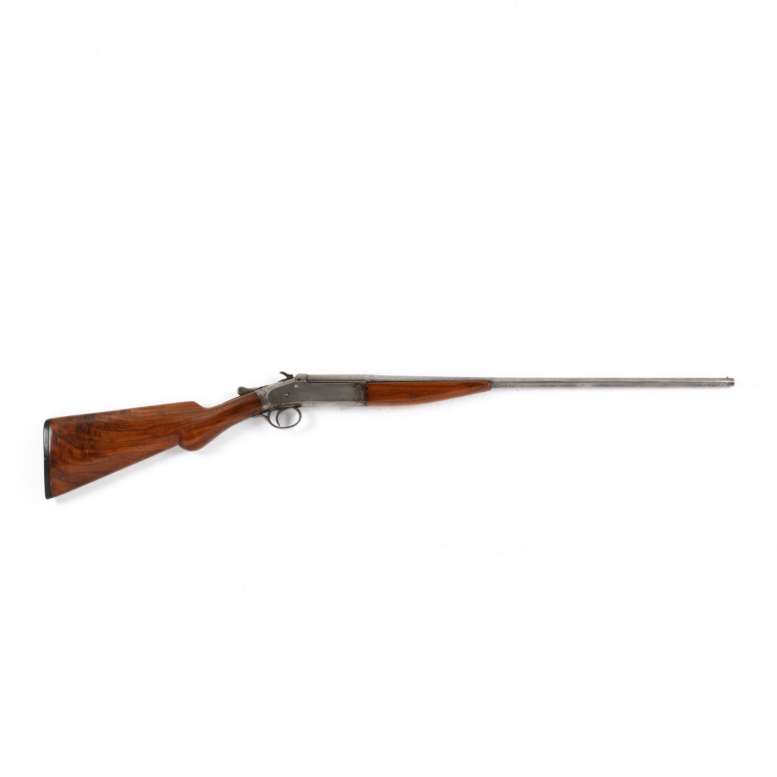 Iver Johnson .410 Gauge Champion Single-Shot Shotgun: Iver Johnson .410 Gauge Champion Single-Shot Shotgunserial number 45574B on trigger tang, 26 in. barrel marked 410 GAUGE CHOKE BORE BARREL AND LUG FORGED IN ONE with single front bead sight, barrel ch