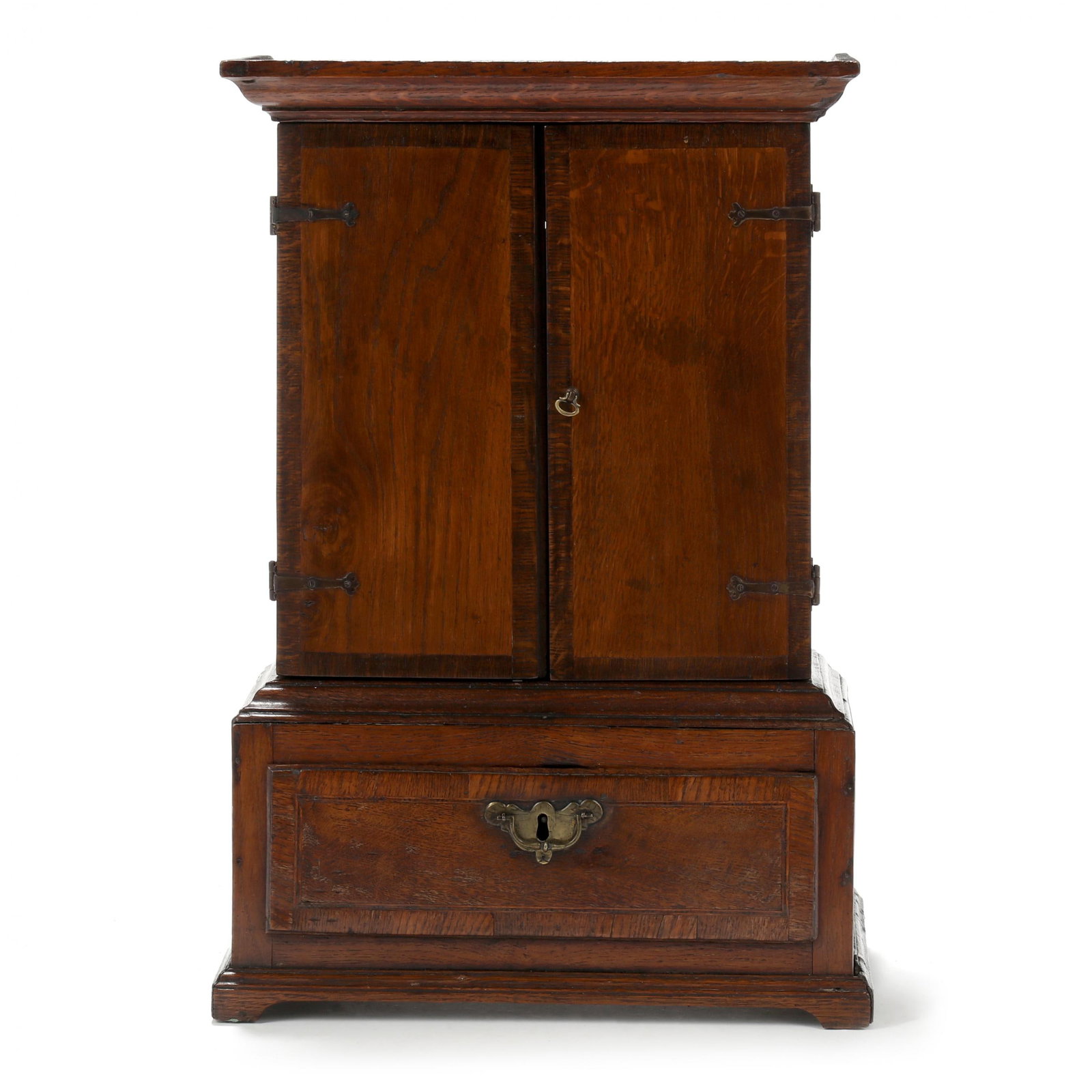 Antique English Inlaid Oak Miniature Collector's Cabinet (1 of 8)