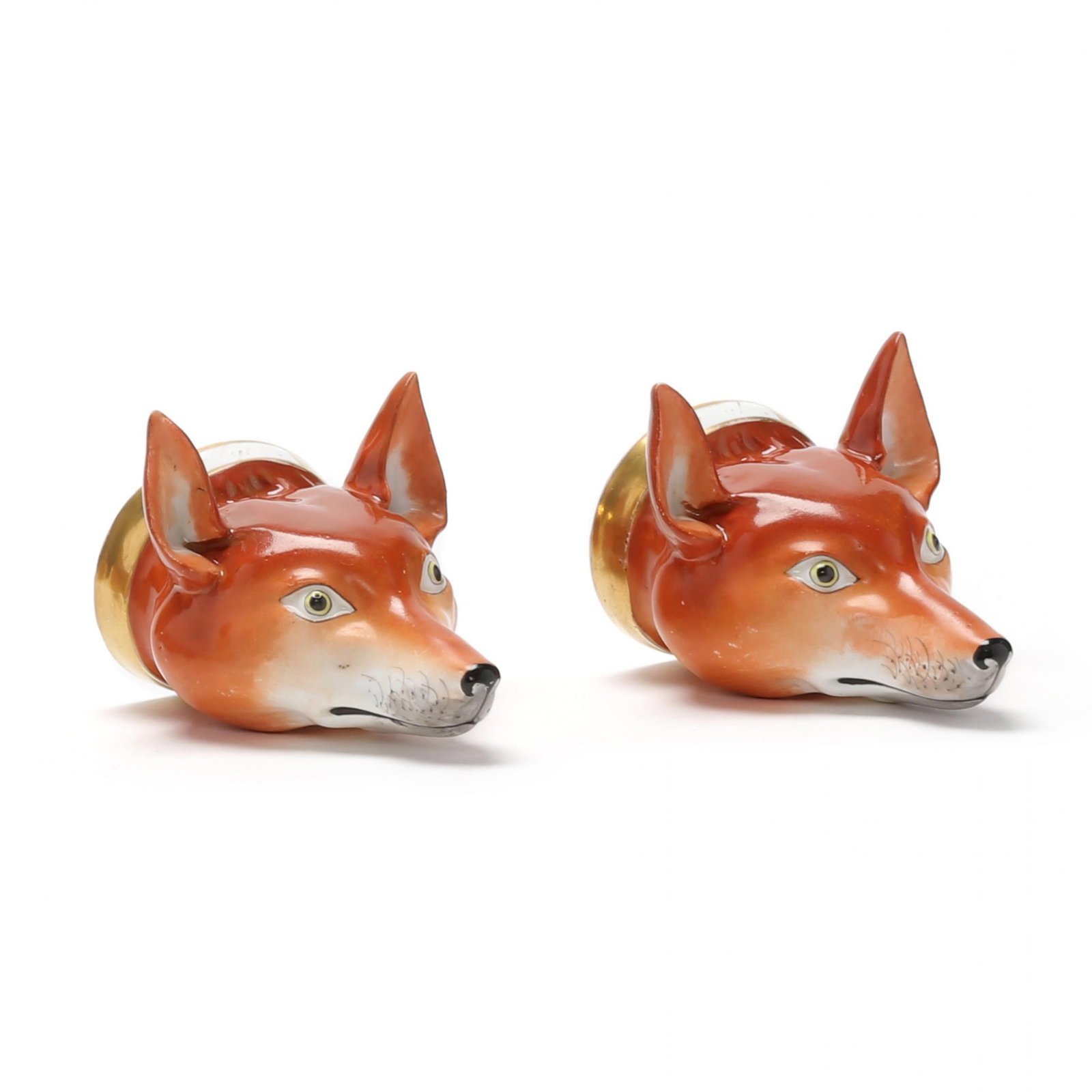 A Pair of Antique Stirrup Cups Modeled Fox Heads (1 of 8)