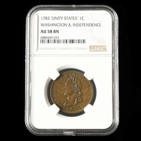 1783 "Unity States" Cent, NGC AU58 BN
