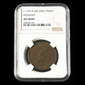 "Kentucky" Plain Edge Token, circa 1792, NGC AU58 BN