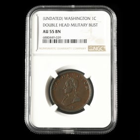 Undated Washington Double-Head Cent, NGC AU55 BN