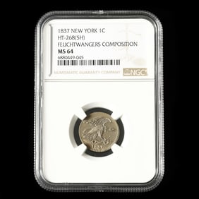 1837 New York One Cent, "Feuchwanger's Composition," NGC MS64