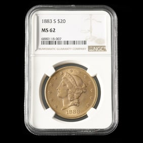 1883-S Liberty Head $20 Gold Double Eagle, NGC MS62
