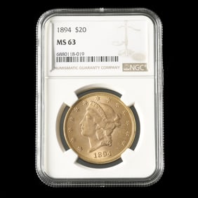 1894 Liberty Head $20 Gold Double Eagle, NGC MS63