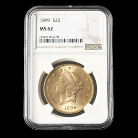1899 Liberty Head $20 Gold Double Eagle, NGC MS62